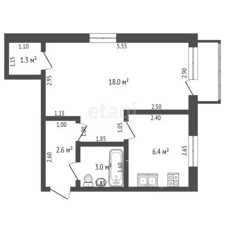 1-к кв. Мордовия, Рузаевка ул. Петрова, 22 (31.3 м) - Фото 1