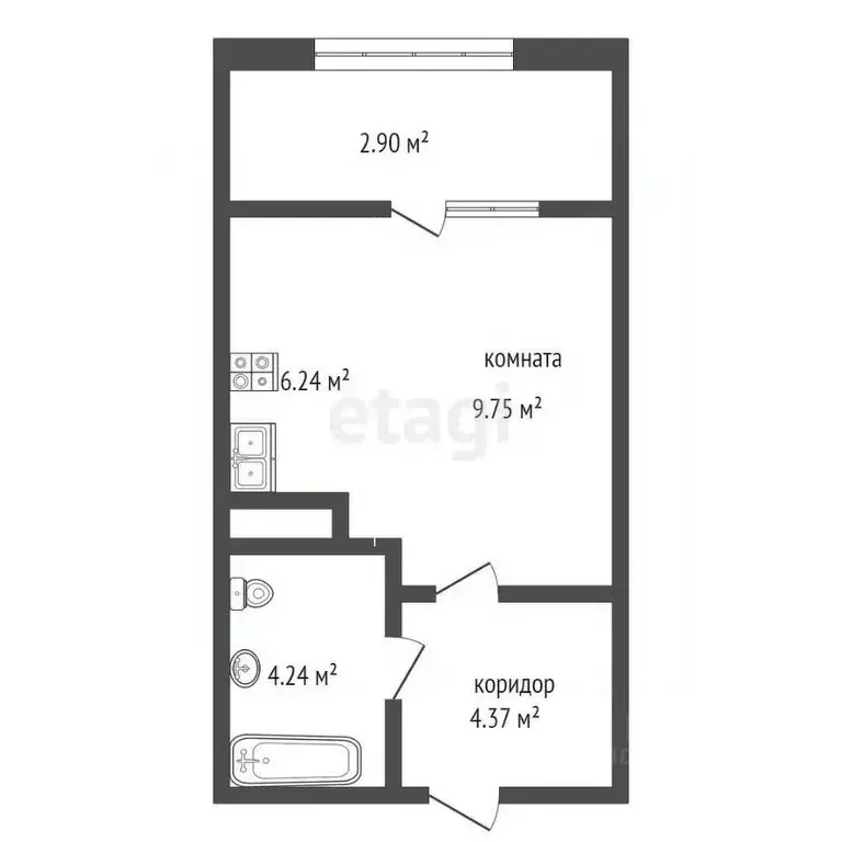 Студия Ямало-Ненецкий АО, Новый Уренгой Созидателей мкр, 2к3 (27.7 м) - Фото 2