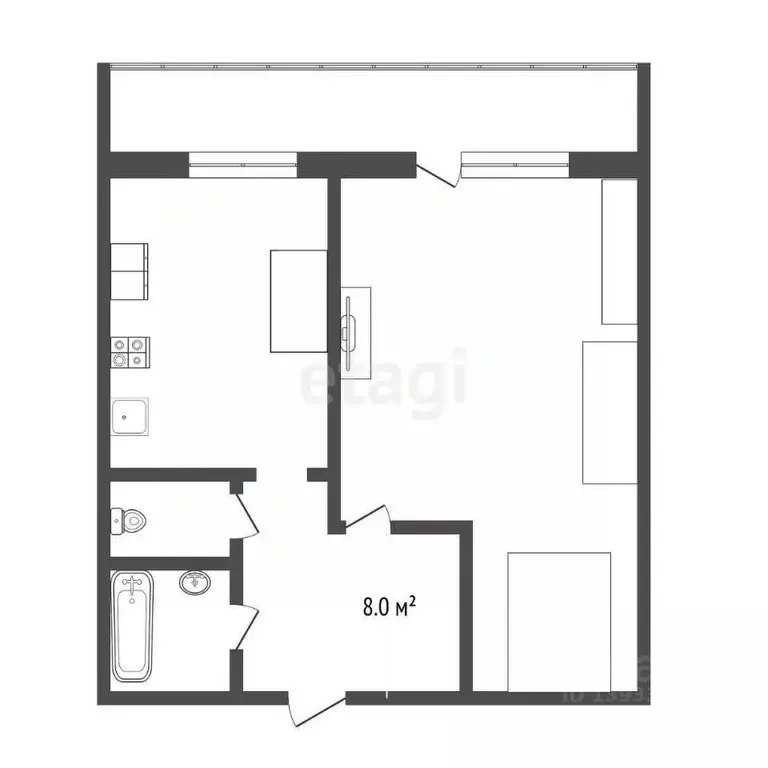 1-к кв. Тюменская область, Тюмень ул. Седова, 55 (32.2 м) - Фото 1