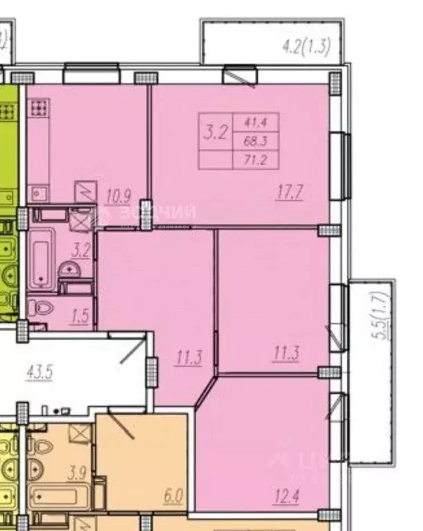 3-к кв. Чувашия, Новочебоксарск Советская ул., 58 (70.9 м) - Фото 2