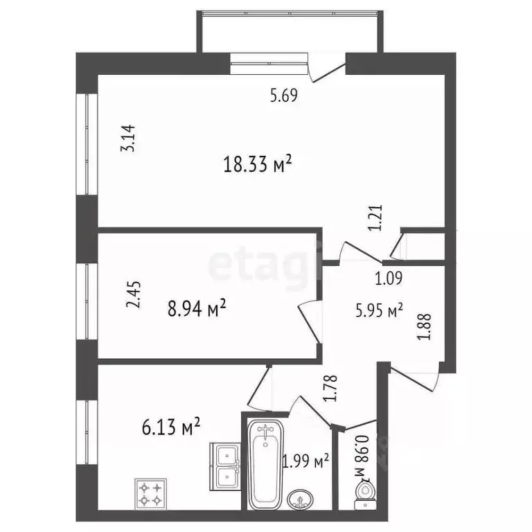 2-к кв. Санкт-Петербург ул. Здоровцева, 29 (42.7 м) - Фото 1