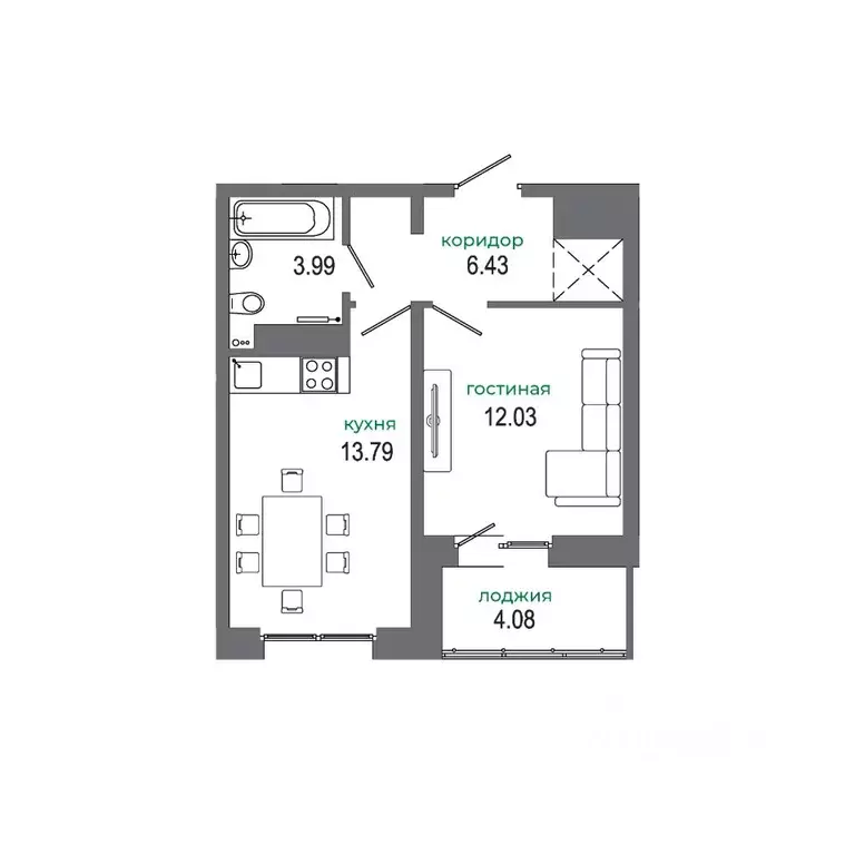 1-к кв. Иркутская область, Иркутск ул. Ивана Доронина, 9/1 (39.6 м) - Фото 0