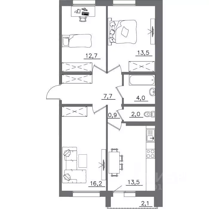 3-к кв. Иркутская область, Иркутск ИВАТУ городок, Авиатор жилой ... - Фото 0