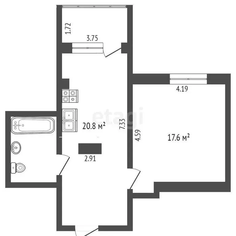 1-комнатная квартира: Омск, микрорайон Городок Нефтяников, улица 22 ... - Фото 0