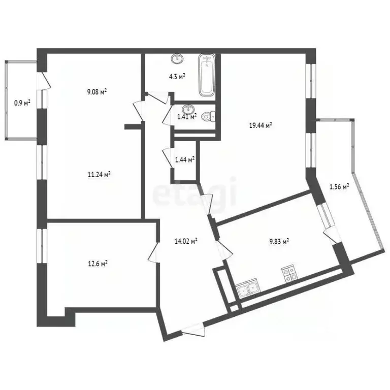 3-к кв. Московская область, Красногорск городской округ, Сабурово пгт ... - Фото 2