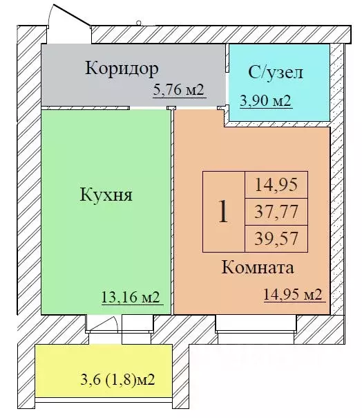 1-к кв. Ярославская область, Ярославль пос. Текстилей,  (39.57 м) - Фото 1
