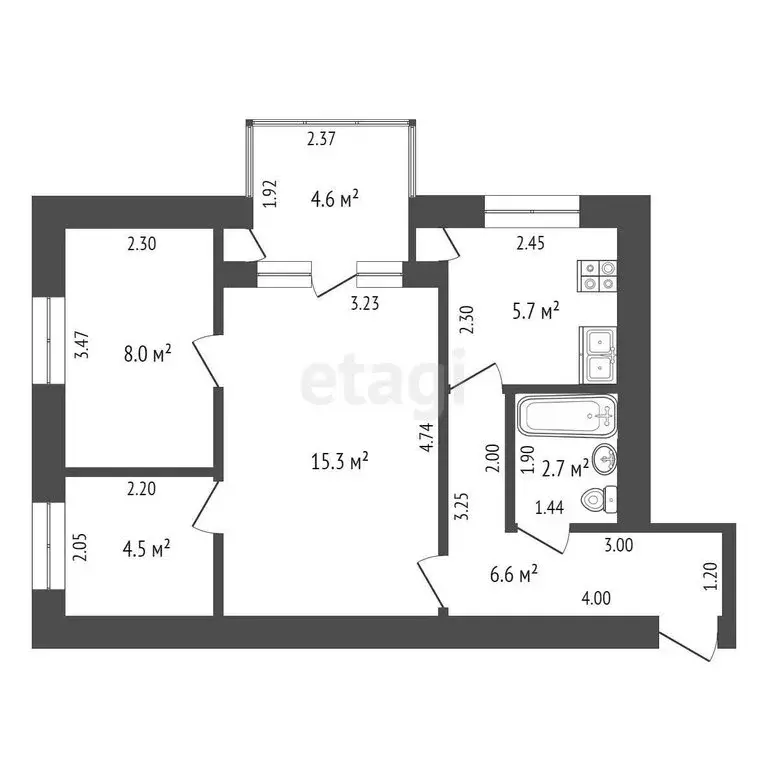 3-комнатная квартира: Туапсе, Московская улица, 7 (63 м) - Фото 0