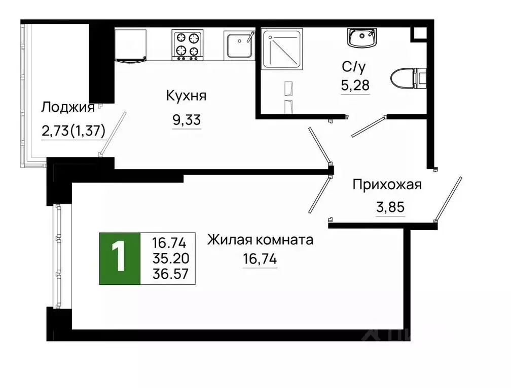 1-к кв. Ростовская область, Ростов-на-Дону Нефтекачка кв-л, Октябрь ... - Фото 0