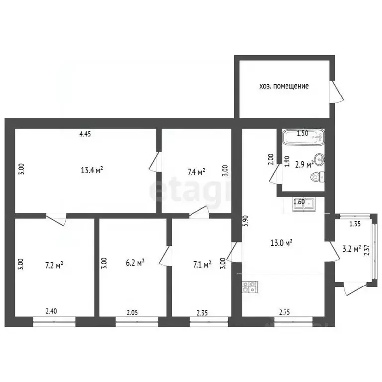 Дом в Калужская область, пос. Бабынино пер. Садовый, 1 (57 м) - Фото 1