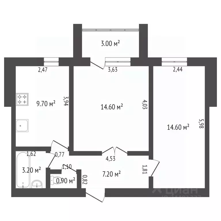 2-к кв. Тюменская область, Ишим Казанская ул. (51.4 м) - Фото 1