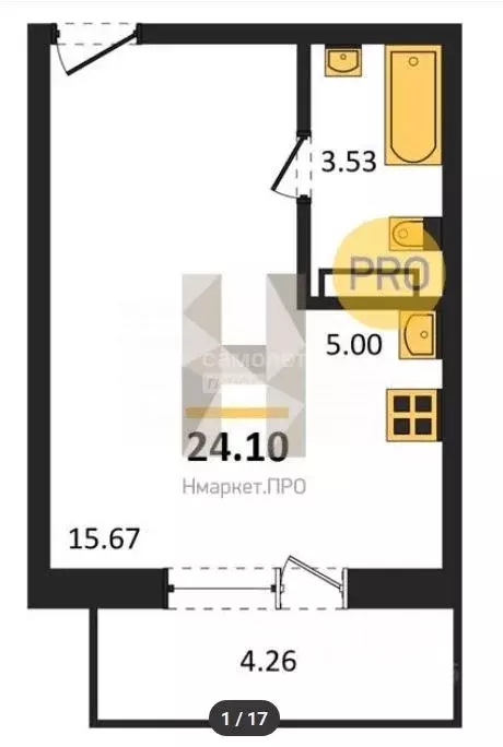 Студия Челябинская область, Челябинск ул. Маршала Чуйкова, 14 (24.1 м) - Фото 2