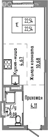 Квартира-студия: Краснообск, жилой комплекс Базилик (22.54 м) - Фото 1