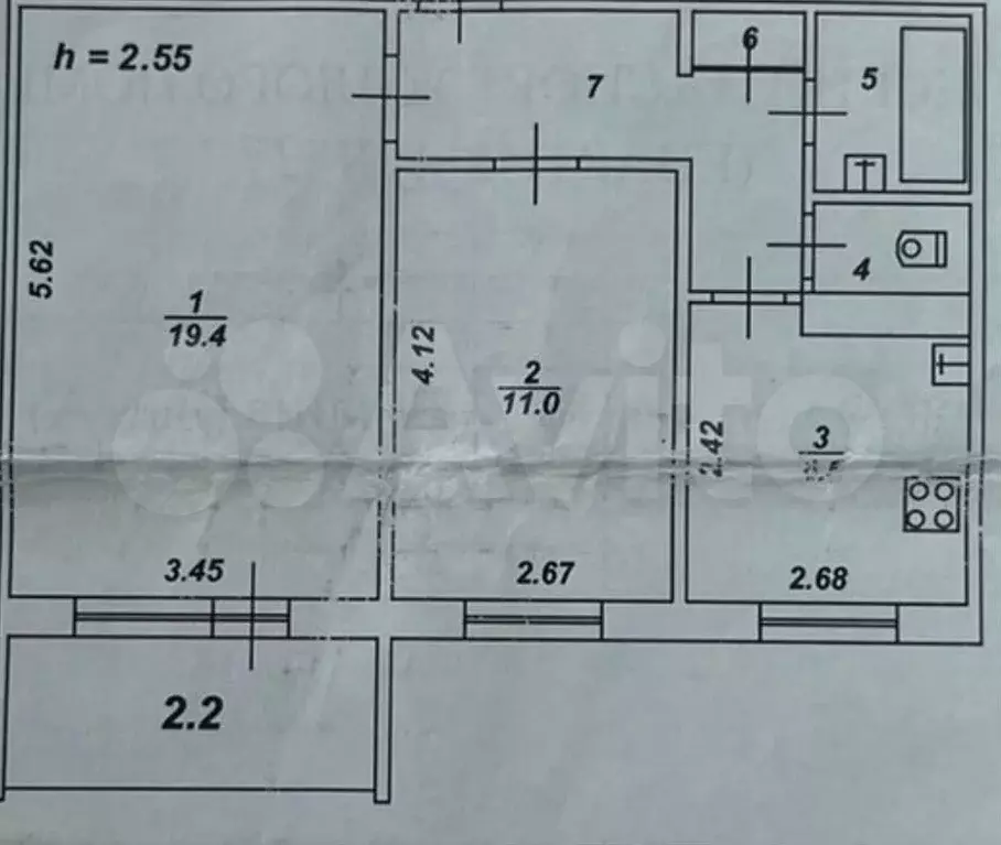 2-к. квартира, 51 м, 7/9 эт. - Фото 0