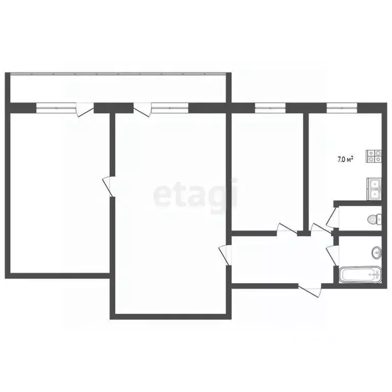 3-к кв. Нижегородская область, Выкса ул. Пушкина, 3 (57.5 м) - Фото 2