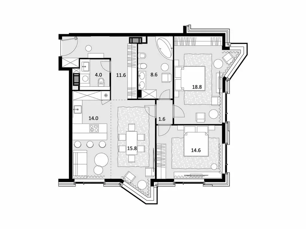 3-комнатная квартира: Москва, улица Генерала Глаголева, 14Ак1 (89.1 м) - Фото 1