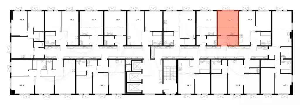 Квартира-студия, 21,7 м, 20/25 эт. - Фото 1