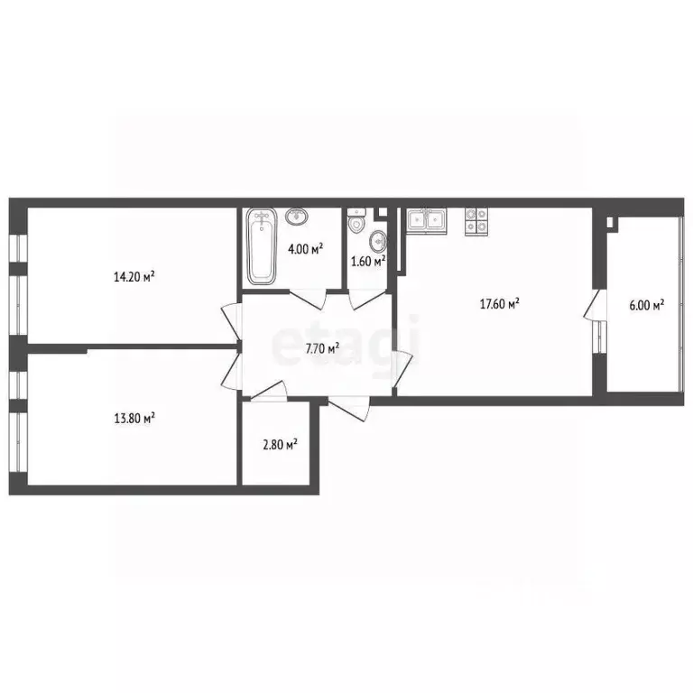 2-к кв. Ростовская область, Ростов-на-Дону ул. Вересаева, 102/1с3 ... - Фото 2