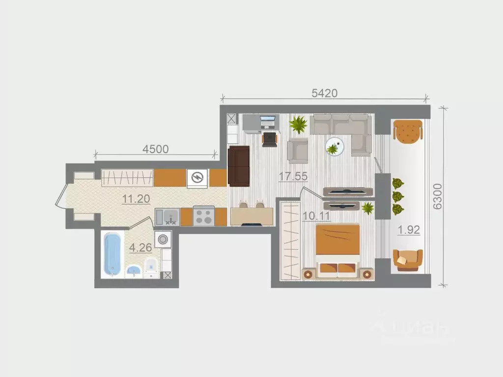 1-к кв. Ленинградская область, Ломоносовский район, Горбунковское ... - Фото 1