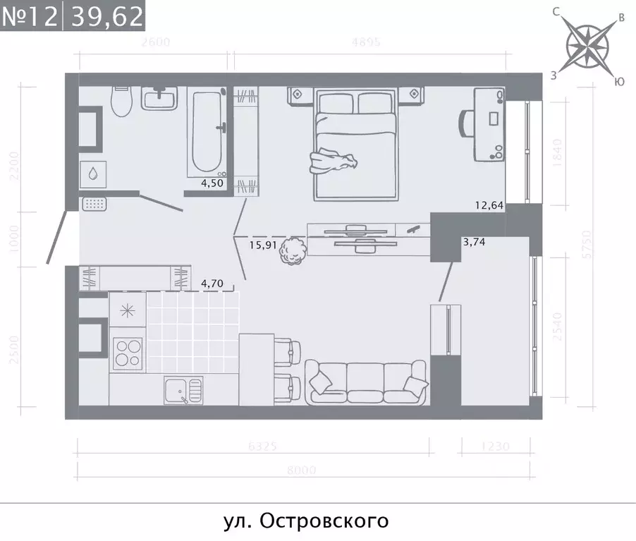 1-к кв. Татарстан, Казань Кастура Таун жилой комплекс (39.62 м) - Фото 0