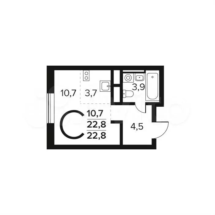 Квартира-студия, 22,8 м, 6/14 эт. - Фото 0