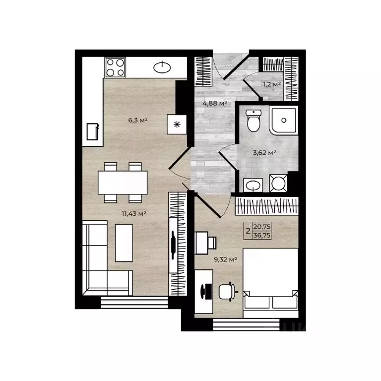 1-к кв. Ярославская область, Ярославль ул. Дядьковская, 16А (36.8 м) - Фото 1