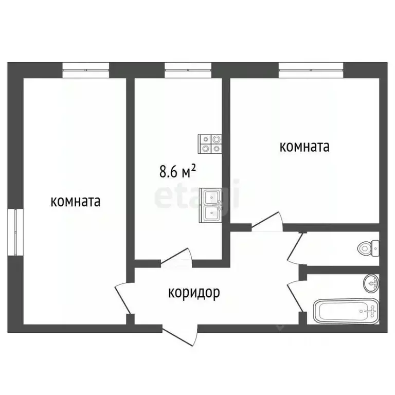 2-к кв. Камчатский край, Елизово Красноярская ул., 2 (48.5 м) - Фото 2