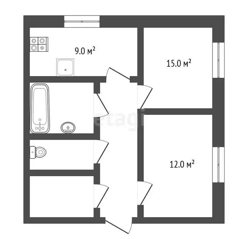 2-комнатная квартира: Майкоп, Краснооктябрьская улица, 63 (50.4 м) - Фото 1