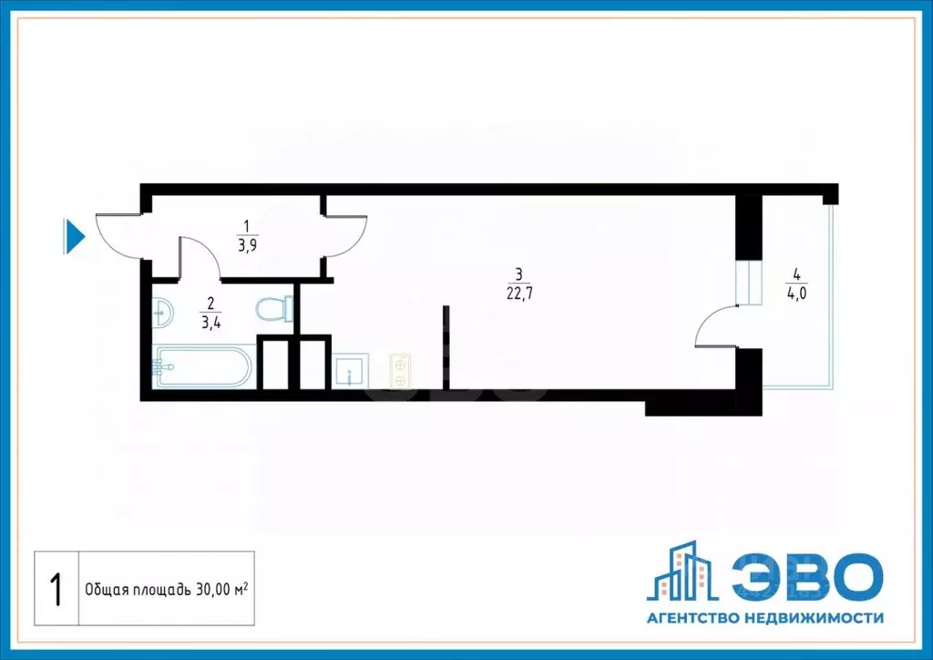 Студия Санкт-Петербург Ленинский просп., 80к1 (30.0 м) - Фото 2