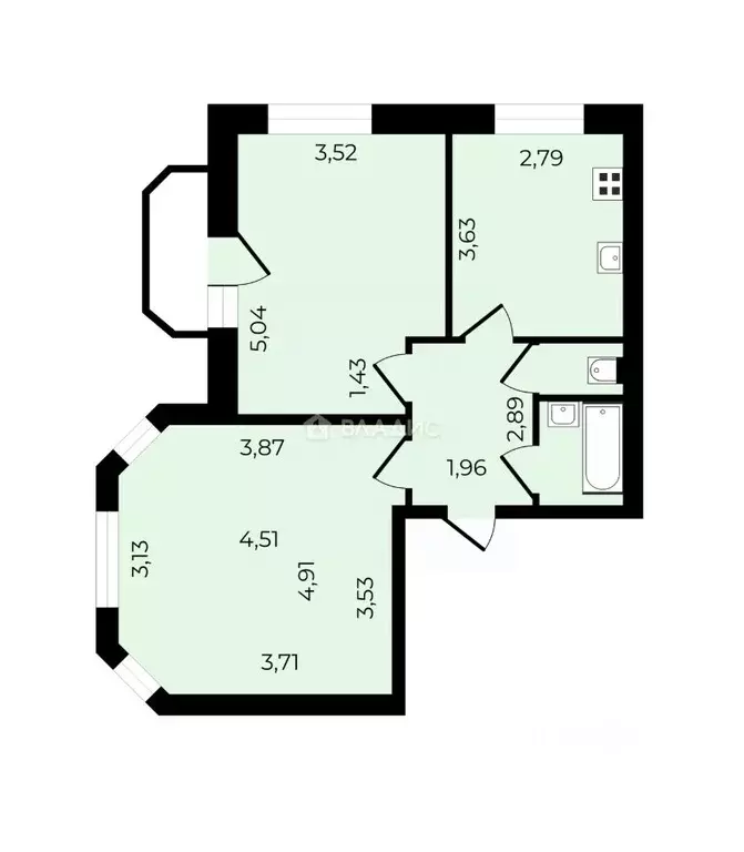 2-к кв. Ленинградская область, Всеволожский район, пос. Бугры ул. ... - Фото 2