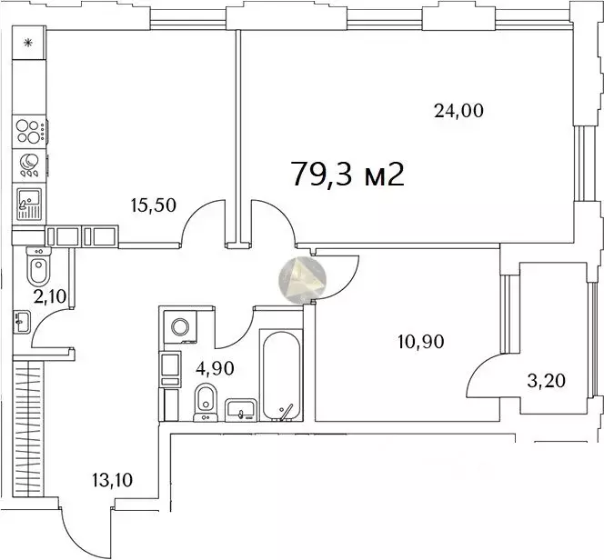 1-к кв. Санкт-Петербург Планерная ул., 99 (79.3 м) - Фото 2