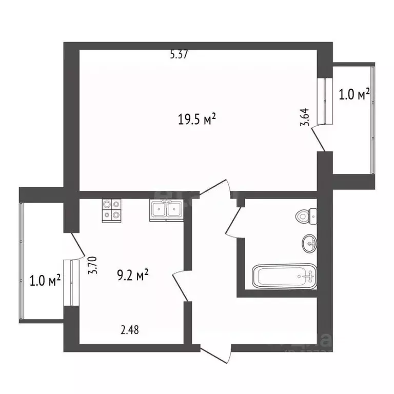 1-к кв. Псковская область, Псков Инженерная ул., 18 (40.3 м) - Фото 1