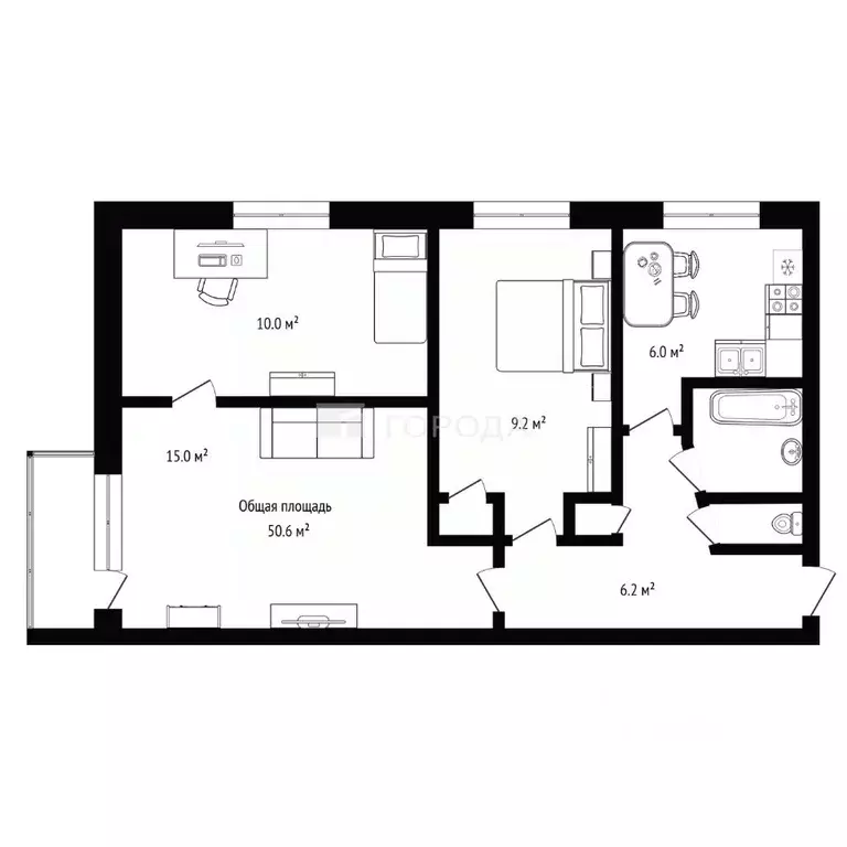 3-к кв. Новосибирская область, Новосибирск ул. Гаранина, 1 (50.6 м) - Фото 2