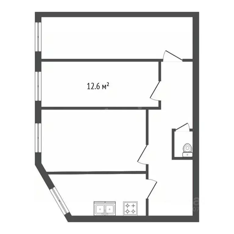 Комната Санкт-Петербург Заозерная ул., 6 (12.6 м) - Фото 2
