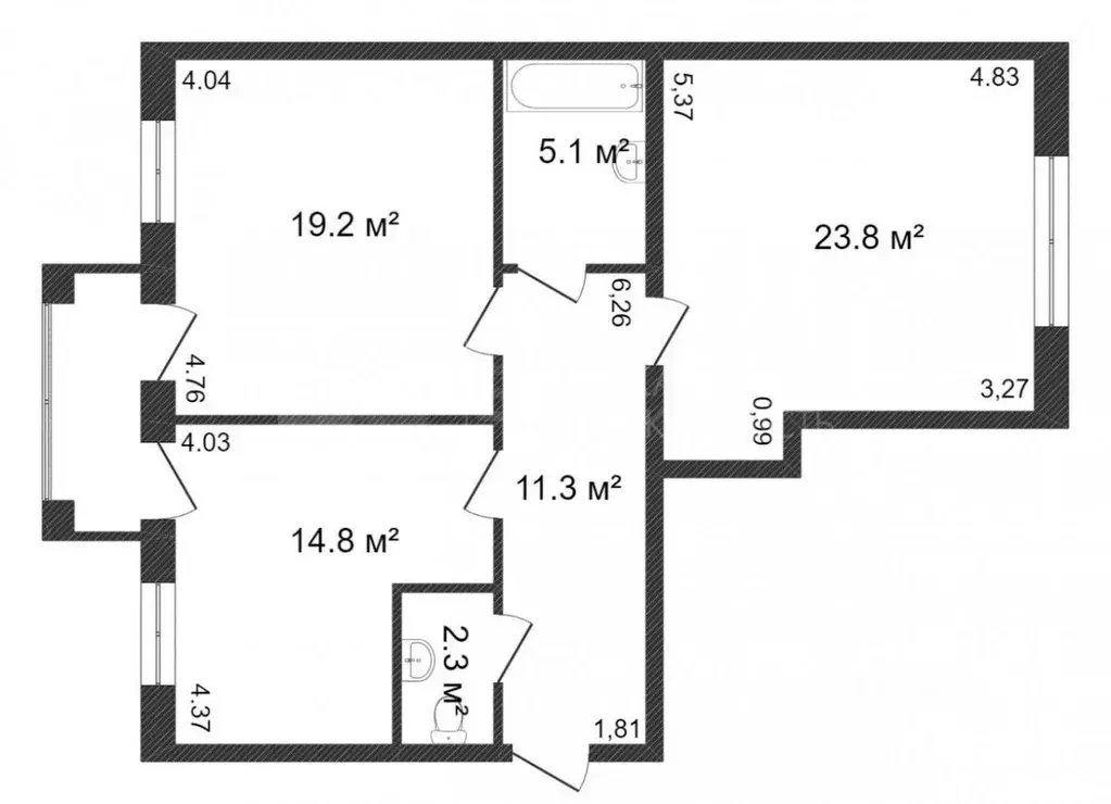 2-к кв. Тюменская область, Тюмень 6-й мкр, ул. Валерии Гнаровской, ... - Фото 2