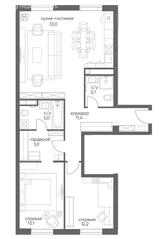 2-комнатная квартира: Москва, улица Крузенштерна, 12к3 (84.7 м) - Фото 0