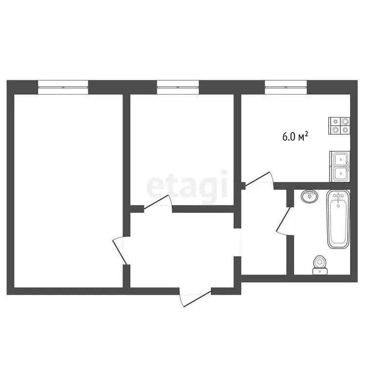 2-комнатная квартира: Выкса, Юбилейный микрорайон, 74 (38.2 м) - Фото 1