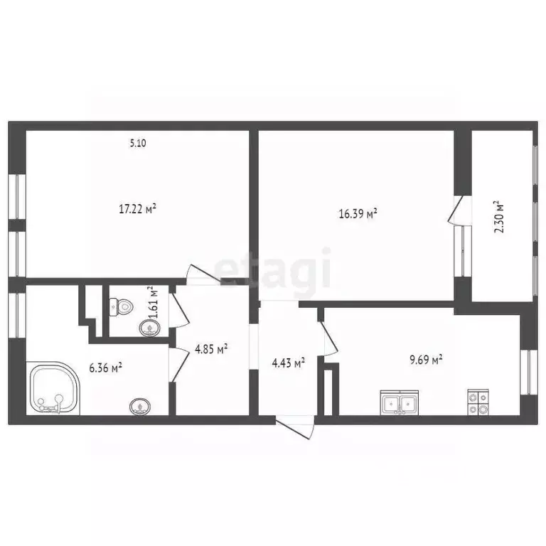 2-к кв. Севастополь ул. Братьев Манганари, 24к2 (60.2 м) - Фото 2