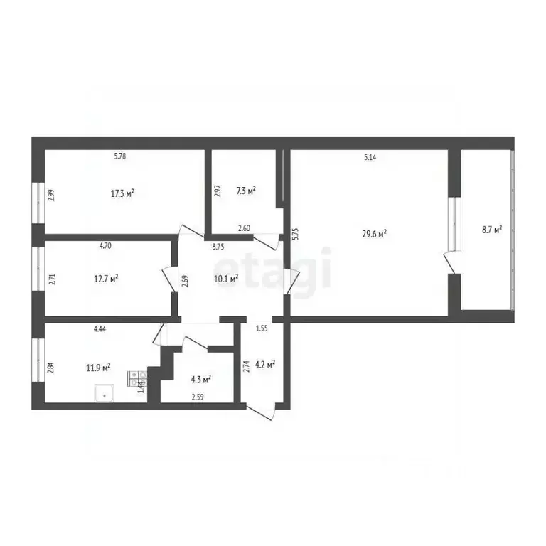 3-к кв. Тюменская область, Тюмень ул. Чернышевского, 2Бк2 (99.3 м) - Фото 2