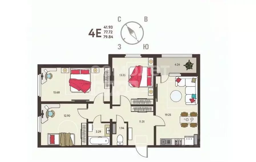 4-к кв. Липецкая область, Липецк ул. Механизаторов, 5 (79.84 м) - Фото 0