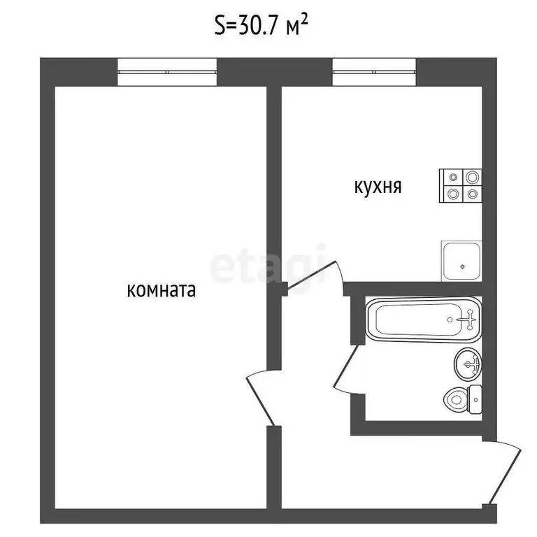 1-комнатная квартира: Заводоуковск, Первомайская улица, 3 (30.7 м) - Фото 0