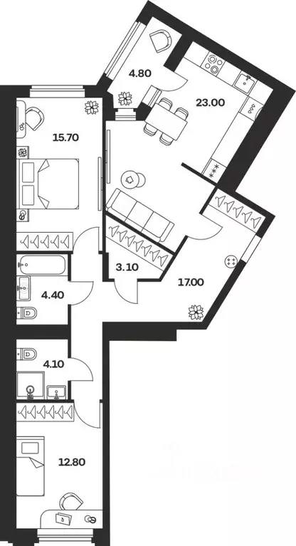 2-к кв. Тульская область, Тула ул. Каракозова, 75А (84.41 м) - Фото 0