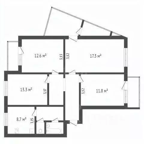 3-к кв. Белгородская область, Белгород ул. Буденного, 13 (82.6 м) - Фото 2