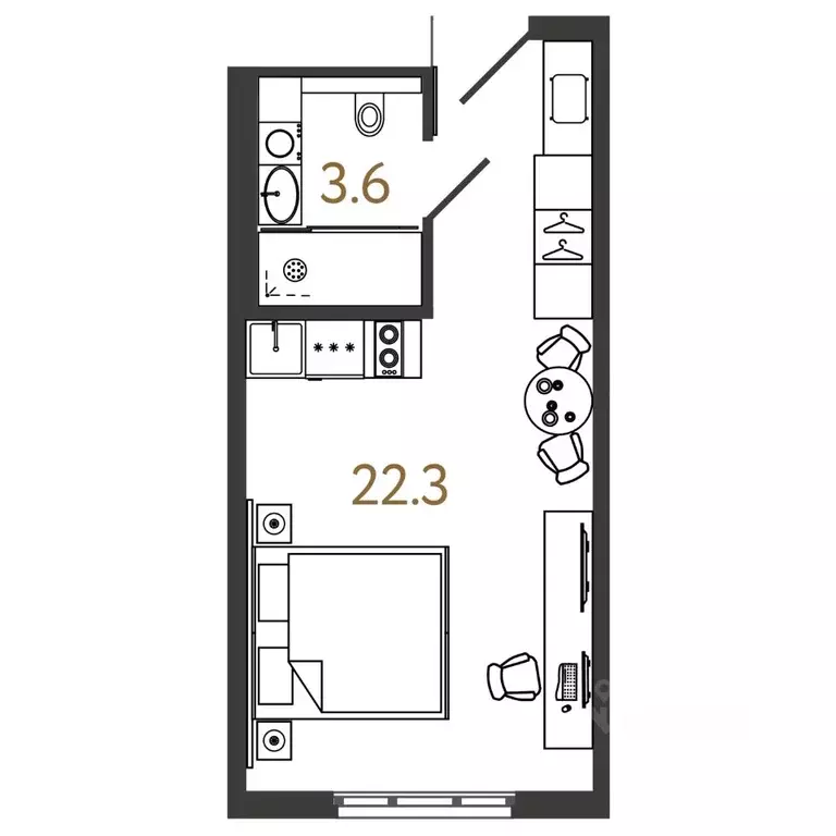 Студия Санкт-Петербург Ташкентская ул., 6к2 (25.9 м) - Фото 0