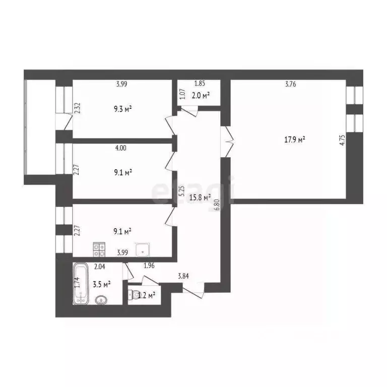 3-к кв. Тюменская область, Тюмень Широтная ул., 108к5 (67.9 м) - Фото 2