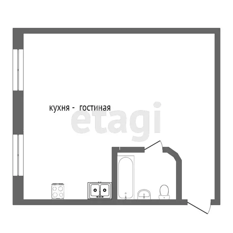 Квартира-студия: Ишимский район, посёлок Дом Отдыха, 4 (29.2 м) - Фото 0