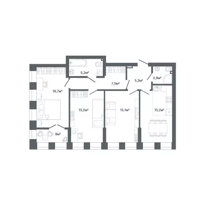 3-комнатная квартира: Екатеринбург, улица Мира, 47 (86.65 м) - Фото 1