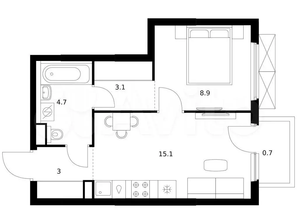 1-к. квартира, 35,5 м, 23/25 эт. - Фото 0