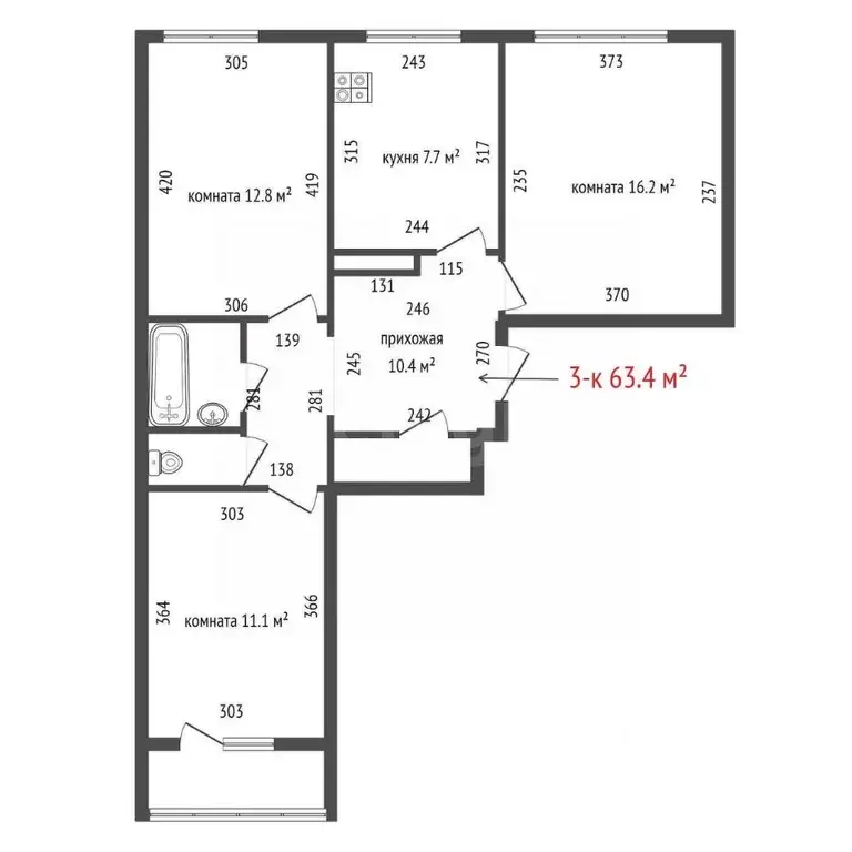 3-к кв. Свердловская область, Екатеринбург ул. Маневровая, 17Б (63.4 ... - Фото 2