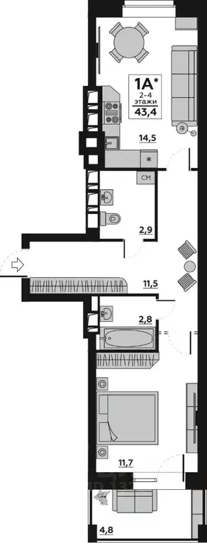 1-к кв. Волгоградская область, Волгоград пос. Ангарский, ул. ... - Фото 1