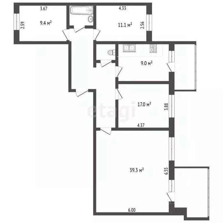 4-к кв. Ханты-Мансийский АО, Сургут Пролетарский просп., 5 (117.8 м) - Фото 1